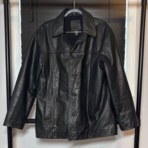 J. Crew Black Leather Trench Coat